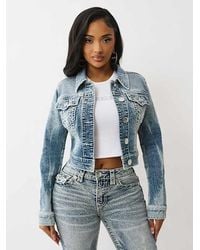TRUE RELIGION - Shrunken Super T Denim Jacket - Lyst