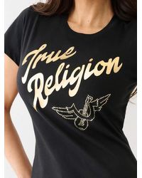 True Religion - Metallic Tr Logo Crew Tee - Lyst