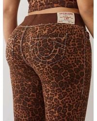 TRUE RELIGION - Leopard Mid Rise Big T Flare Sweat Pant - Lyst