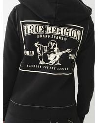 TRUE RELIGION - Big T Stitch Logo Zip Hoodie - Lyst
