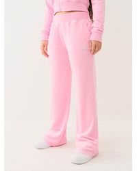 TRUE RELIGION - Velour Crystal Horseshoe Straight Leg Pant - Lyst