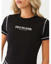 True Religion - Contrast Stitch Baby Tee - Lyst
