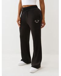 True Religion - Crystal Horseshoe Velour Straight Leg Sweatpant - Lyst