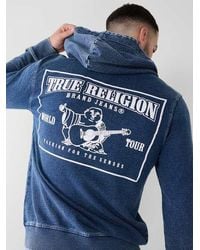 True Religion - Indigo Big T Zip Hoodie - Lyst