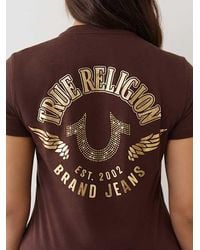 TRUE RELIGION - Crystal Horseshoe Wing Crew T-shirt - Lyst