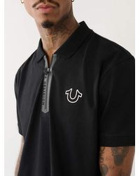 True Religion - Tr Tape Logo Zipper Polo Shirt - Lyst