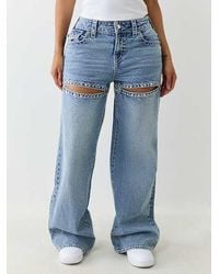 True Religion - Bobbi Crystal Cutout Big T Baggy Jean - Lyst