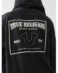 True Religion - Acid Wash Big T Boyfriend Zip Hoodie - Lyst