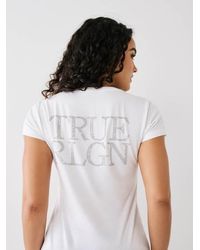 True Religion - Studded Logo V Tee - Lyst