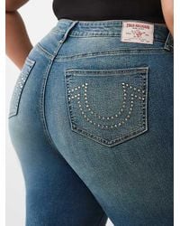 TRUE RELIGION - Plus Jennie Mid Rise Crystal Curvy Skinny Jean - Lyst