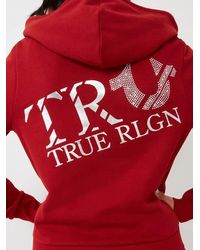 True Religion - Metallic Crystal Logo Zip Hoodie - Lyst