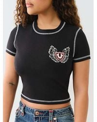 True Religion - Flatlock Winged Crystal Logo Baby T-shirt - Lyst