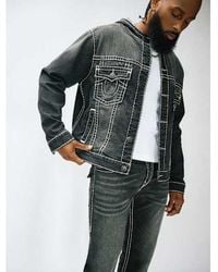 true religion super t デニムジャケット 鬼ひげ swag TRUE RELIGION Jimmy Super T Stitch Denim Jacket in Blue for Men | Lyst