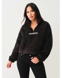 True Religion - Sherpa Logo Half-zip Pullover - Lyst
