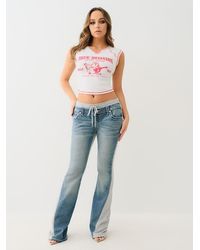 True Religion - Joey Fleece Mid Rise Big T Flare Pant - Lyst