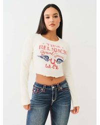 True Religion - Distressed Logo Long Sleeve Baby T-shirt - Lyst