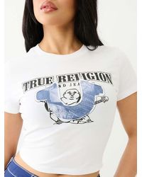 True Religion - Distressed Jean Print Hs Stitched Baby Tee - Lyst