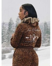 TRUE RELIGION - Velour Faux Fur Shrunken Zip Hoodie - Lyst