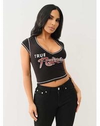 True Religion - Ruched Cap Sleeve Logo Baby T-shirt - Lyst