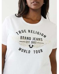 True Religion - World Tour Retro Crystal Slim Crew Logo Tee - Lyst