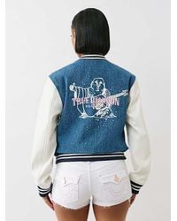 TRUE RELIGION - Denim Buddha Varsity Jacket - Lyst