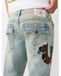 TRUE RELIGION - Ricky Embroidered Pocket Flap Straight Jean 34" - Lyst