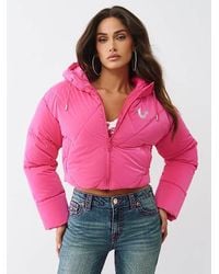 TRUE RELIGION - High-shine Hooded Puffer Jacket - Lyst