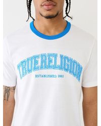 True Religion - Embroidered Tr Logo Ringer Tee - Lyst
