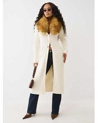 TRUE RELIGION - Faux Fur Duster Cardigan - Lyst