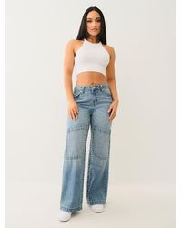 TRUE RELIGION - Bobbi Mid Rise Big T Baggy Jean - Lyst