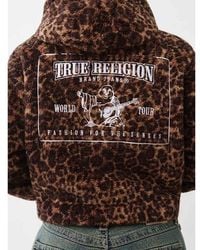 TRUE RELIGION - Leopard Half-zip Sherpa Jacket - Lyst