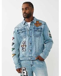 TRUE RELIGION - Jimmy Varsity Patch Big T Denim Jacket - Lyst