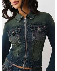 TRUE RELIGION - Slim Zip Up Denim Jacket - Lyst