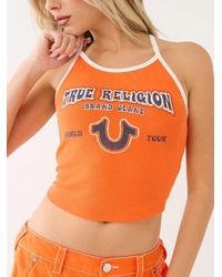 True Religion - Faded Tr Logo Rib Tank Top - Lyst