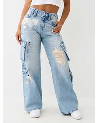 True Religion - Bobbi Distressed Baggy Cargo Jean - Lyst