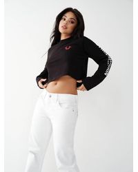 True Religion - Heritage Long Sleeve Crop Relaxed Tee - Lyst
