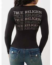 TRUE RELIGION - Ribbed Logo Henley Shirt - Lyst