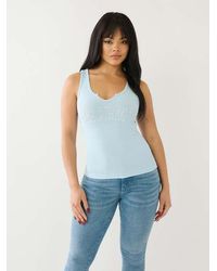 True Religion - Crystal Arched Logo Tank Top - Lyst