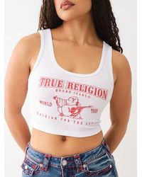 True Religion - Logo Crop Tank Top - Lyst