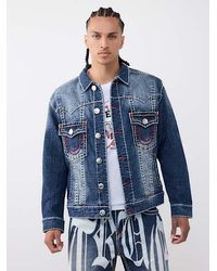 TRUE RELIGION Jimmy Super T Stitch Denim Jacket in Blue for Men | Lyst
