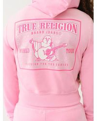 TRUE RELIGION - Velour Crystal Shrunken Zip Hoodie - Lyst