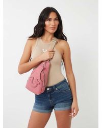 True Religion - Faux Suede Stitched Sling Bag - Lyst