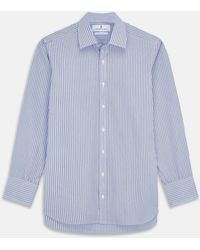 Turnbull & Asser - Blue And Navy Halo Stripe Cotton Regular Fit Mayfair Shirt - Lyst