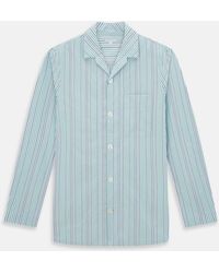 Turnbull & Asser - Green And Blue Shadow Pinstripe Pyjama Shirt - Lyst