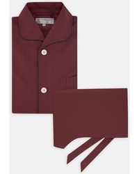 Turnbull & Asser Wine Piped Silk Pyjama Set - Red