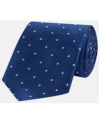 Turnbull & Asser - Royal Blue And White Small Spot Herringbone Silk Tie - Lyst