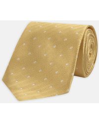 Turnbull & Asser - Gold And White Small Spot Herringbone Silk Tie - Lyst