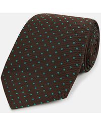 Turnbull & Asser - Green And Brown Micro Dot Silk Tie - Lyst