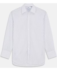 Turnbull & Asser - White And Blue Halo Stripe Cotton Regular Fit Mayfair Shirt - Lyst