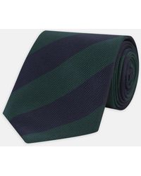 Turnbull & Asser - Navy And Forest Green Block Stripe Repp Silk Tie - Lyst